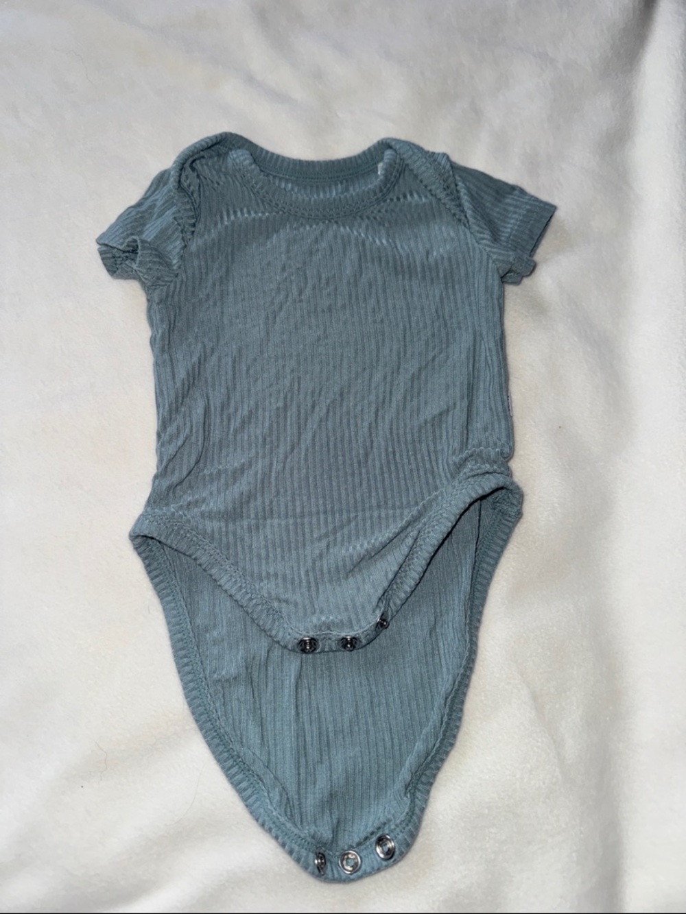 Little Sleepies Ribbed Short-Sleeve One-Piece in Slate Blue Bodysuit Preemie